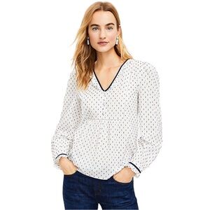 LOFT Clip Ruffle Bib Blouse Size XL NWT Shirt